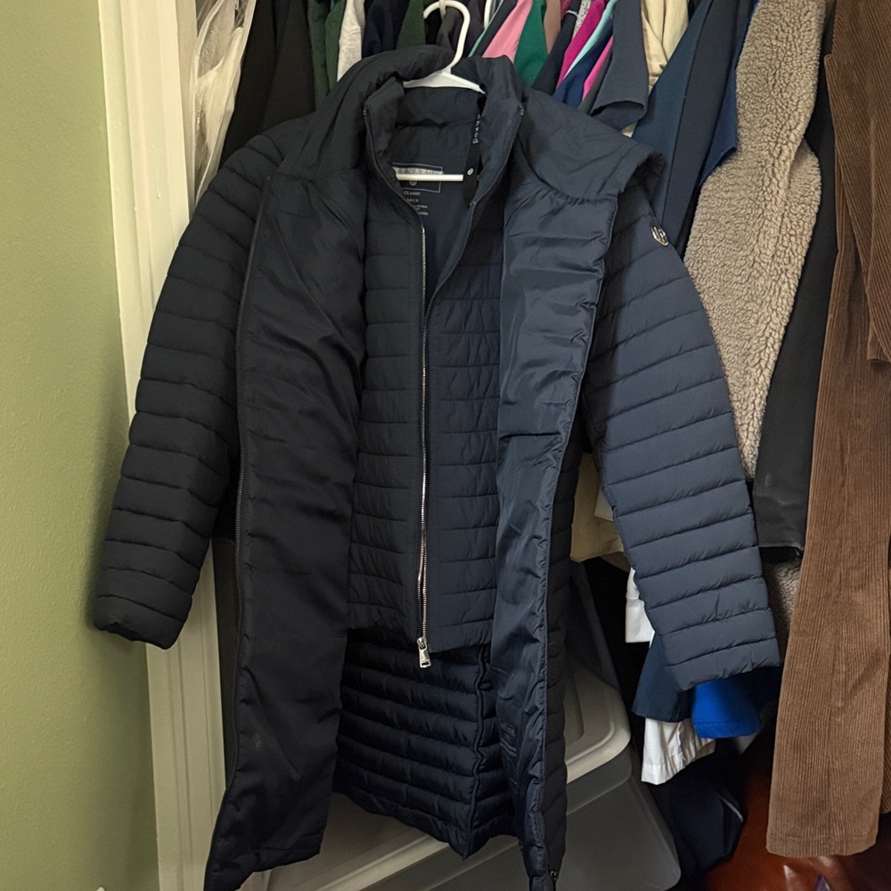 Bernardo Long Puffer Coat with Vest in Navy